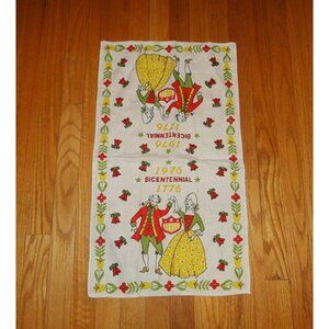 Vintage 1976 Parisian Prints Bicentennial Couple Tea Towel colonial motif 1776